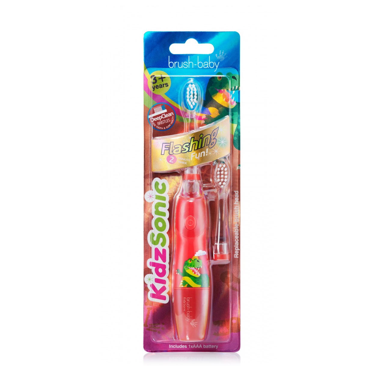 Дитяча електрична зубна щітка Brush-Baby KidzSonic Dinosaur від 3 років, 1 шт